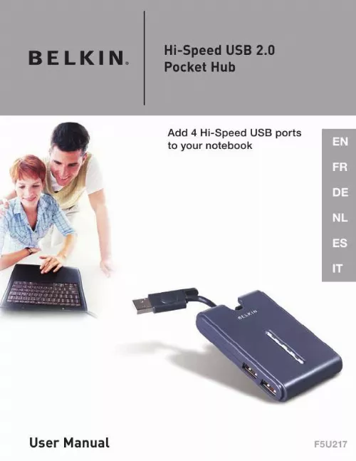 Mode d'emploi BELKIN HI-SPEED USB 2.0 POCKET HUB