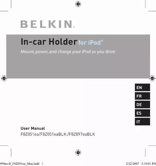Mode d'emploi BELKIN IN-CAR HOLDER FOR IPOD