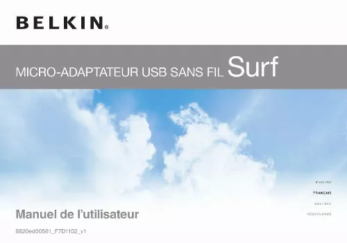 Mode d'emploi BELKIN MICRO-ADAPTATEUR USB SANS FIL SURF F7D1102ED