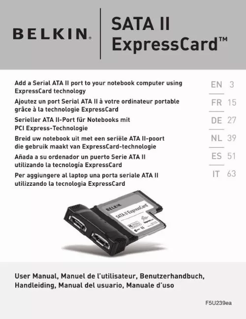 Mode d'emploi BELKIN SATA II EXPRESSCARD