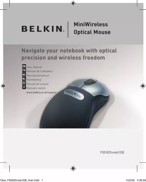 Mode d'emploi BELKIN SOURIS OPTIQUE MINI-WIRELESS #F8E825EAUSB