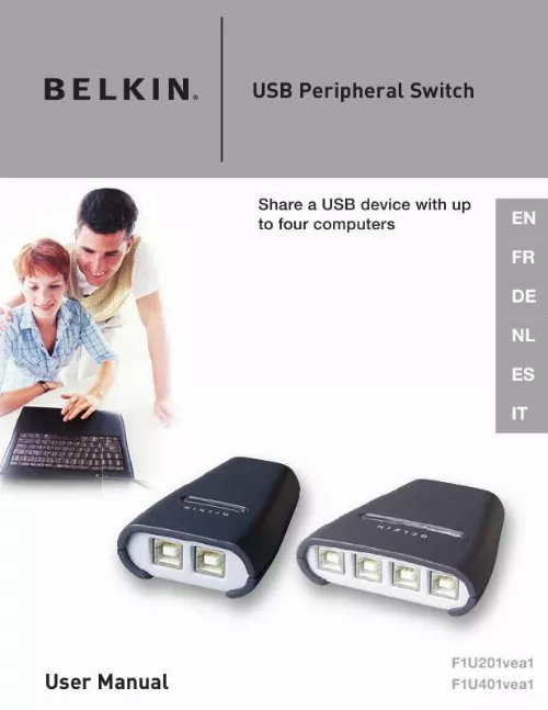 Mode d'emploi BELKIN SWITCH POUR PÉRIPHÉRIQUES USB 4X1 #F1U401EA