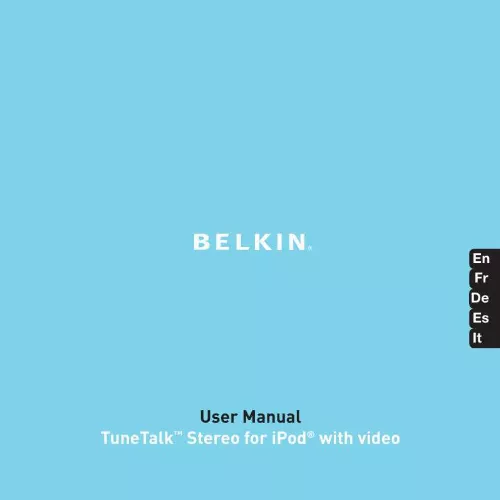 Mode d'emploi BELKIN TUNETALK STEREO POUR IPOD AVEC VIDÉO #F8Z082EABLK