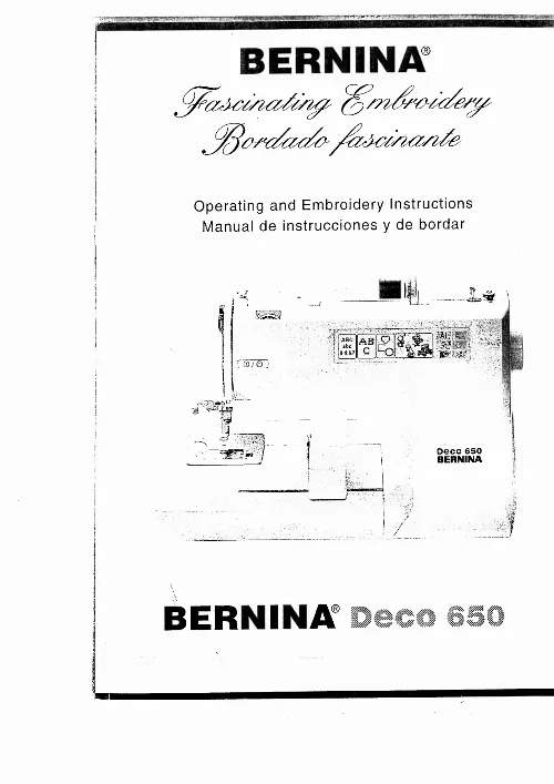 Mode d'emploi BERNINA DECO 650