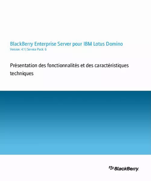 Mode d'emploi BLACKBERRY ENTERPRISE SERVER FOR IBM LOTUS DOMINO
