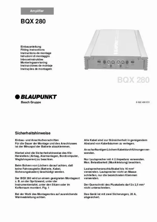 Mode d'emploi BLAUPUNKT BQX 280 2