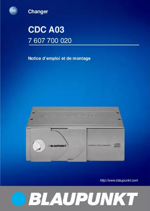 Mode d'emploi BLAUPUNKT CDC-A03 CHANGER