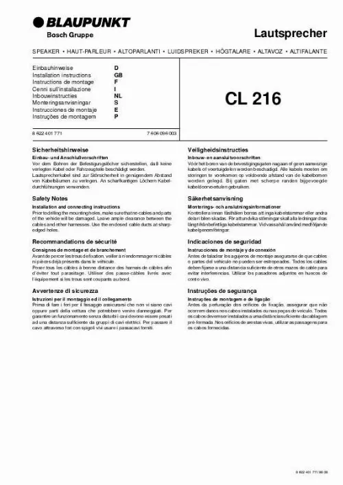 Mode d'emploi BLAUPUNKT CL 216