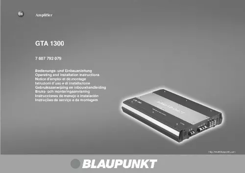 Mode d'emploi BLAUPUNKT GTA 1300