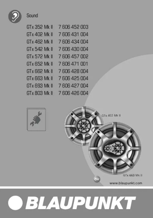 Mode d'emploi BLAUPUNKT GTX 803 MK II