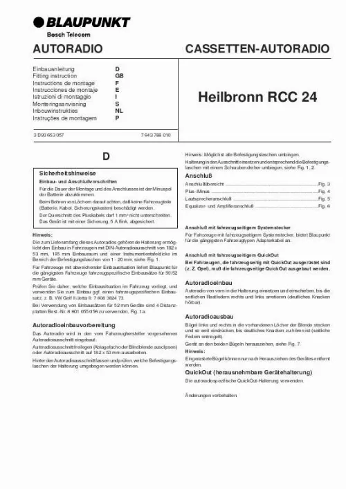 Mode d'emploi BLAUPUNKT HEILBRONN RCC 24