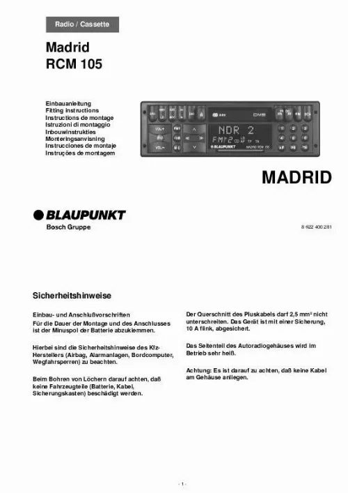 Mode d'emploi BLAUPUNKT MADRID RCM 105