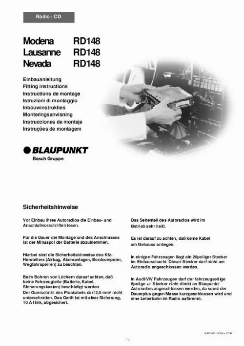 Mode d'emploi BLAUPUNKT MODENA RD 148 R