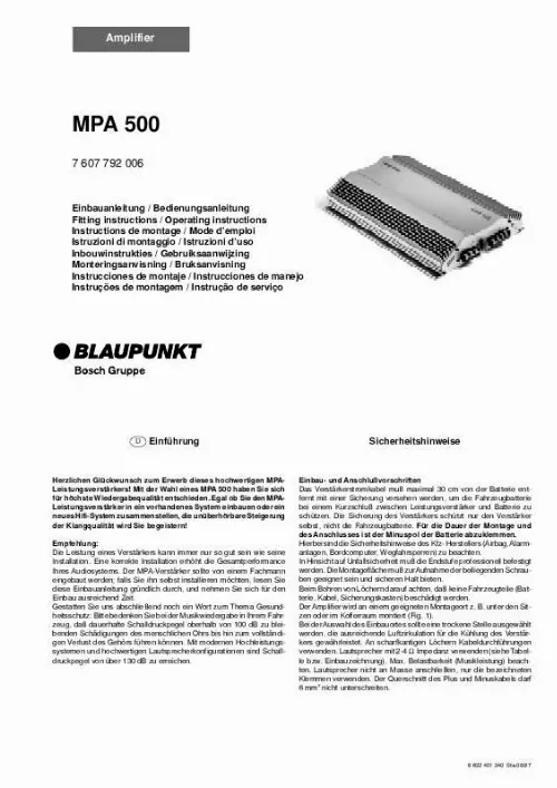 Mode d'emploi BLAUPUNKT MPA 500