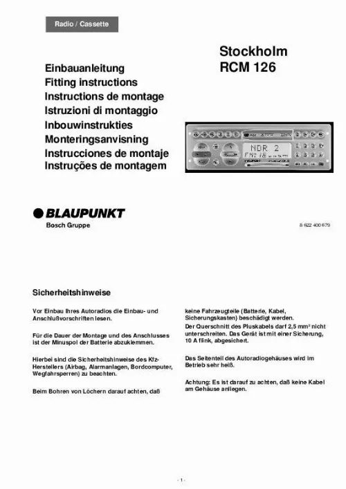 Mode d'emploi BLAUPUNKT STOCKHOLM RCM 126