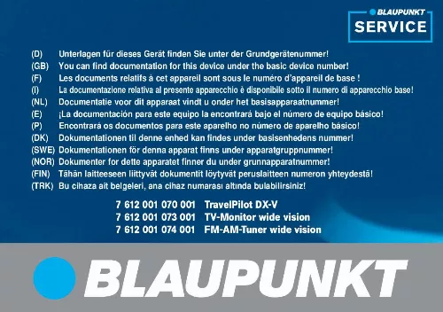 Mode d'emploi BLAUPUNKT TP DX-V MULTIMEDIA S