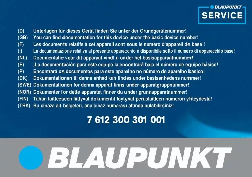 Mode d'emploi BLAUPUNKT TP E1 R D/NL/FR O.CD