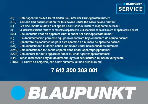 Mode d'emploi BLAUPUNKT TP E2 GRUEN/GRUEN GR