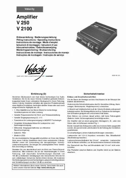 Mode d'emploi BLAUPUNKT V 250 / V 2100