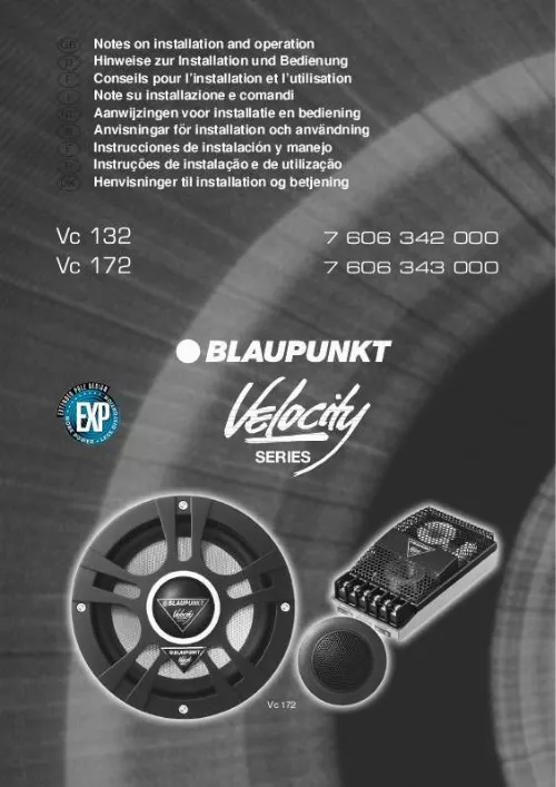 Mode d'emploi BLAUPUNKT VC 132