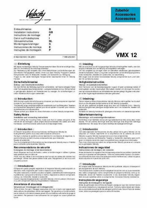 Mode d'emploi BLAUPUNKT VMX 12 PASSIV X-OVER