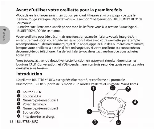 Mode d'emploi BLUETREK UFO