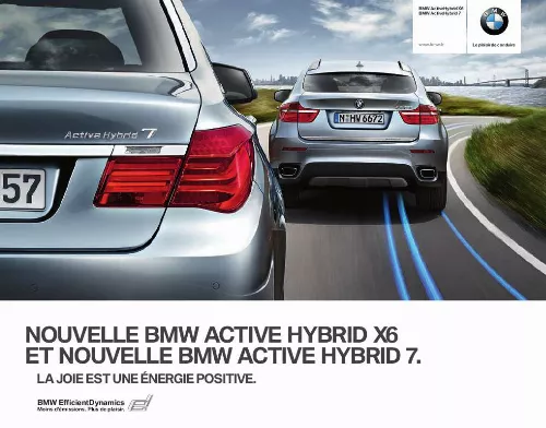 Mode d'emploi BMW ACTIVEHYBRID X6 ET ACTIVEHYBRID 7