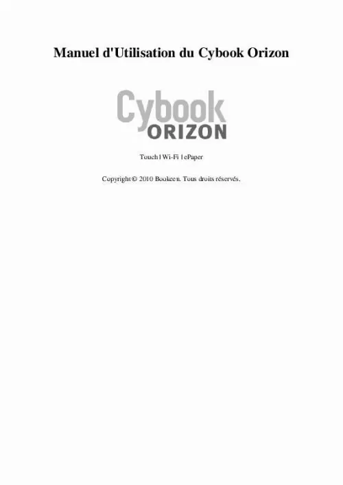 Mode d'emploi BOOKEEN CYBOOK ORIZON