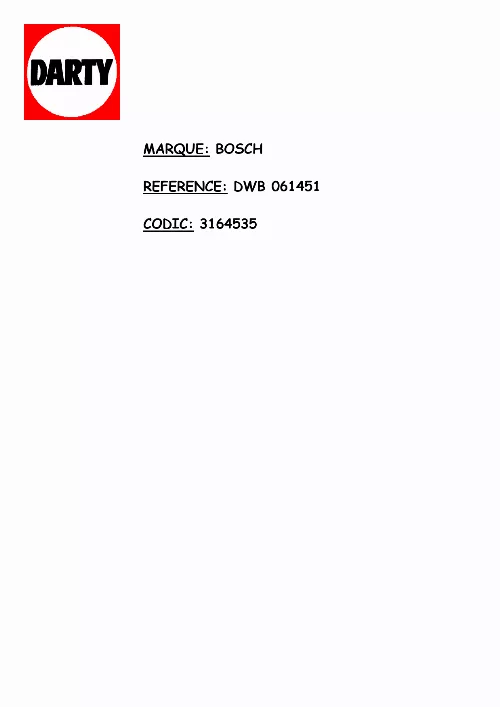 Mode d'emploi BOSCH DWB061451