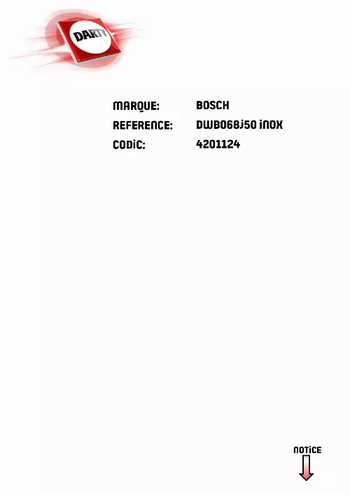 Mode d'emploi BOSCH DWB068J50