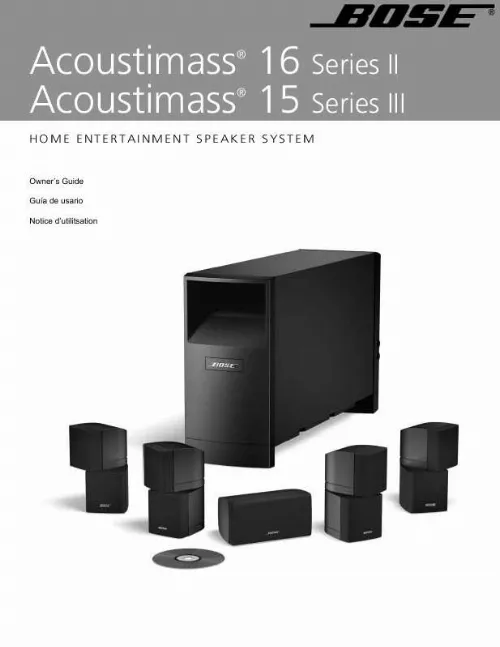 Mode d'emploi BOSE ACOUSTIMASS 15 SERIE III