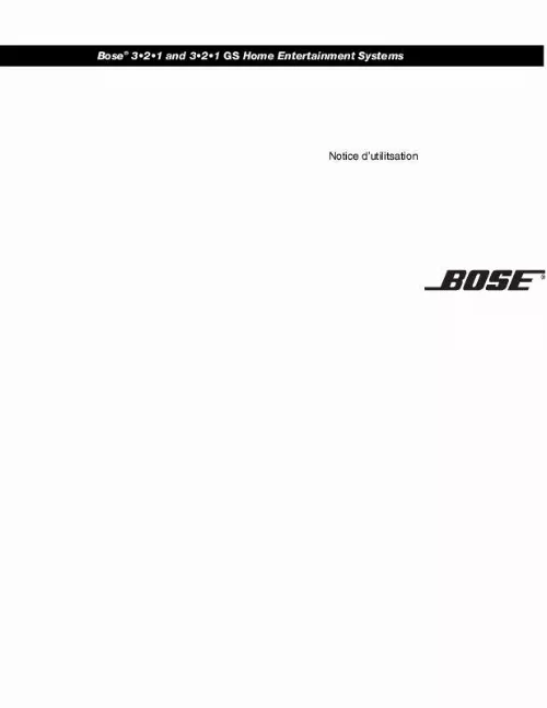 Mode d'emploi BOSE CHAINES DVD HOME CINEMA 3.2.1 GS I