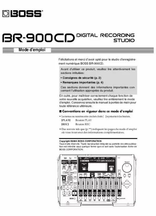 Mode d'emploi BOSS BR-900CD