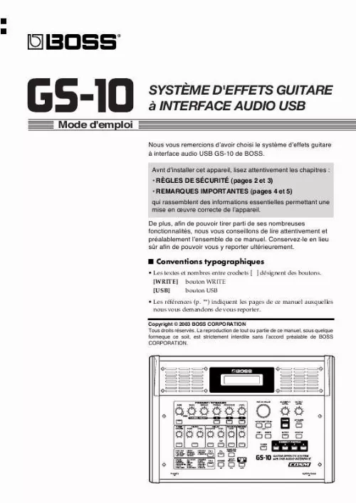 Mode d'emploi BOSS GS-10