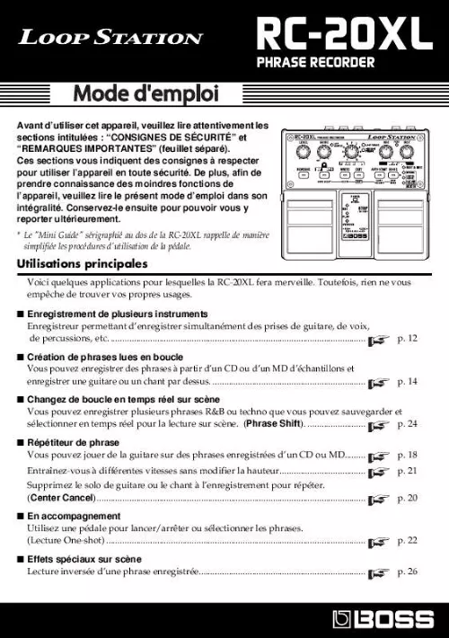 Mode d'emploi BOSS LOOP STATION RC-20XL