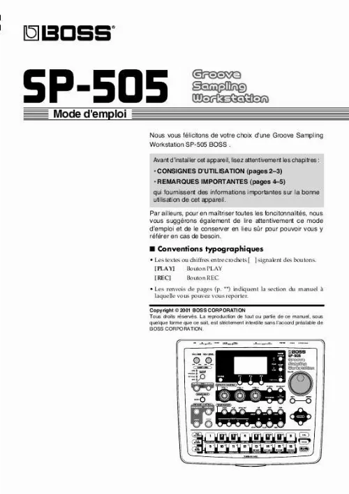 Mode d'emploi BOSS SP-505