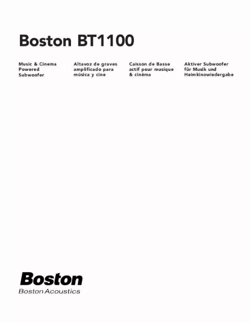 Mode d'emploi BOSTON ACOUSTICS BT1100