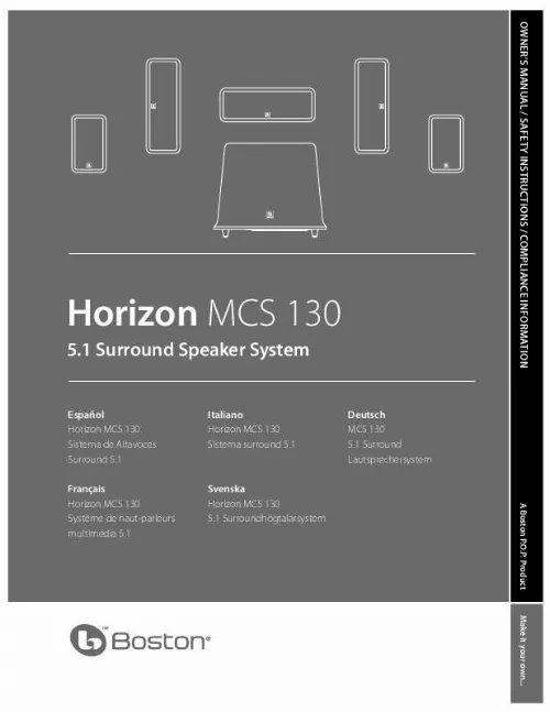 Mode d'emploi BOSTON ACOUSTICS MCS 130