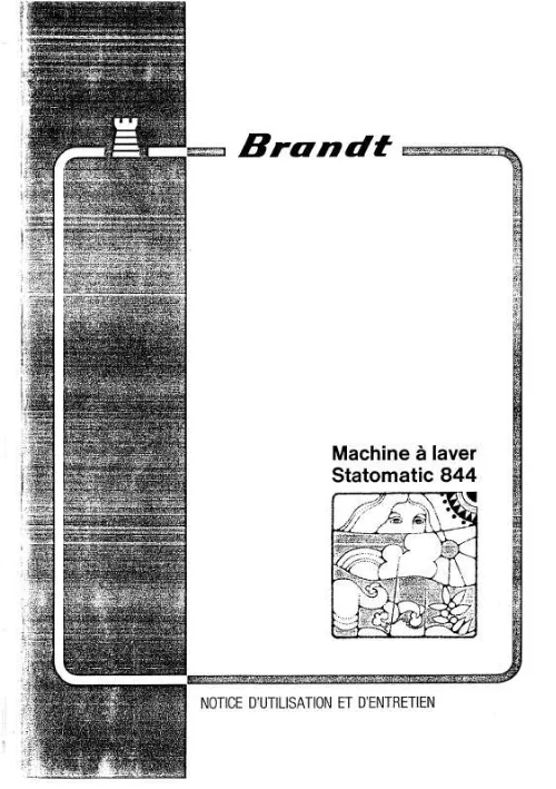 Mode d'emploi BRANDT 844