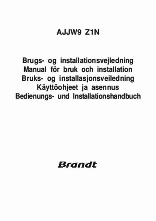 Mode d'emploi BRANDT AJJW9Z1N