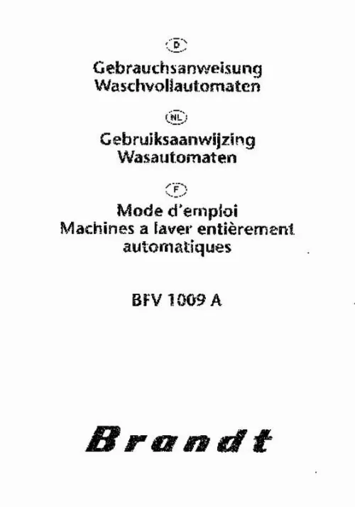 Mode d'emploi BRANDT BFV1009A