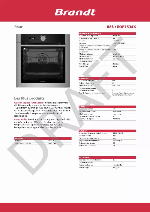 Mode d'emploi BRANDT BOP7534X