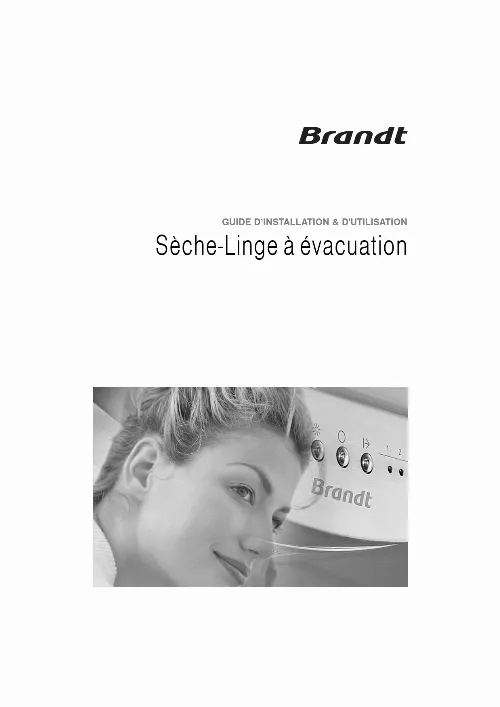 Mode d'emploi BRANDT BWD380TL