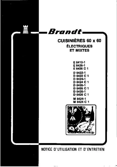 Mode d'emploi BRANDT D6424B