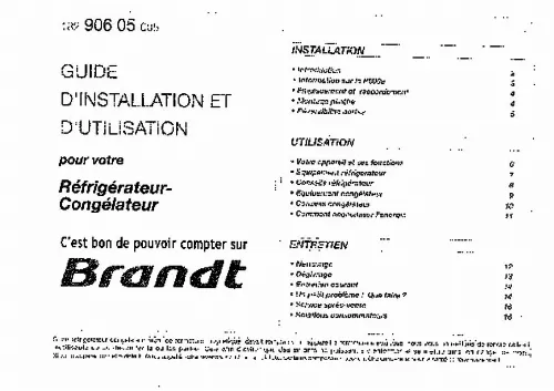 Mode d'emploi BRANDT DDB250MF