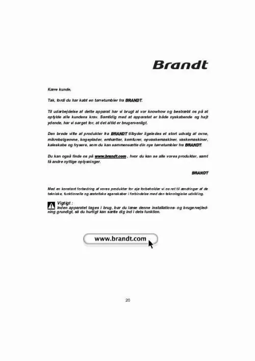 Mode d'emploi BRANDT EFE310K