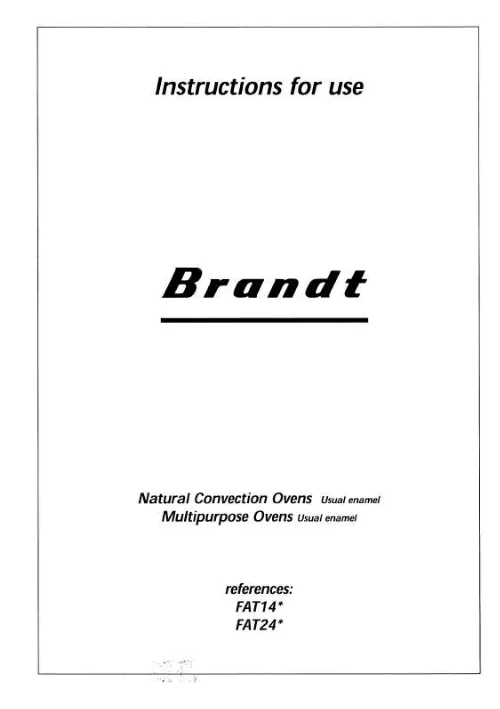 Mode d'emploi BRANDT FAT24X1U