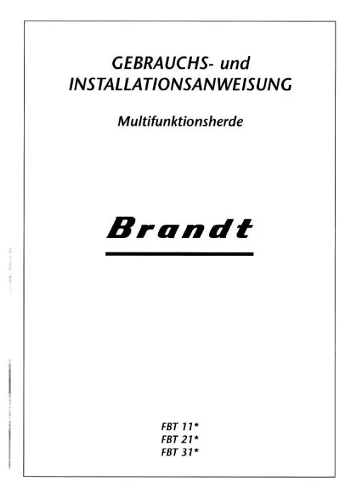 Mode d'emploi BRANDT FBT11X1G