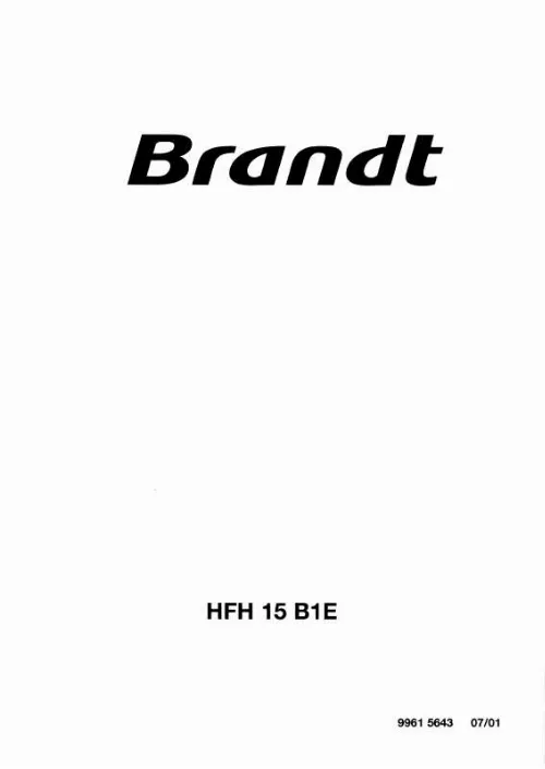 Mode d'emploi BRANDT HFH15B1E