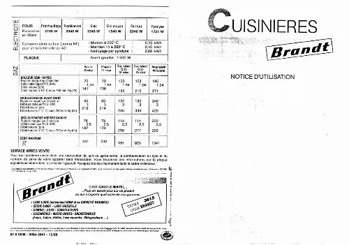 Mode d'emploi BRANDT K534N